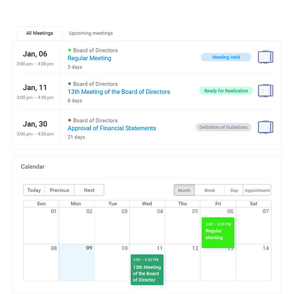 100% integrated and real-time participant calendar