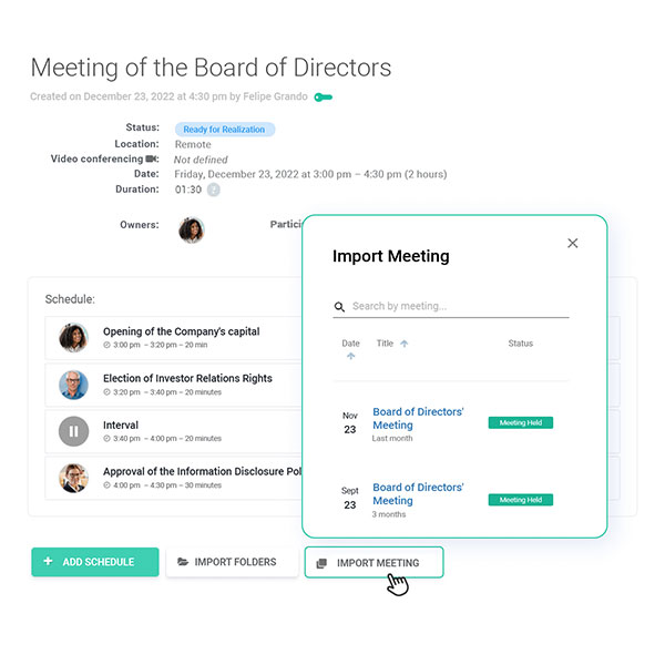 Import ready-made or past meetings with a single click